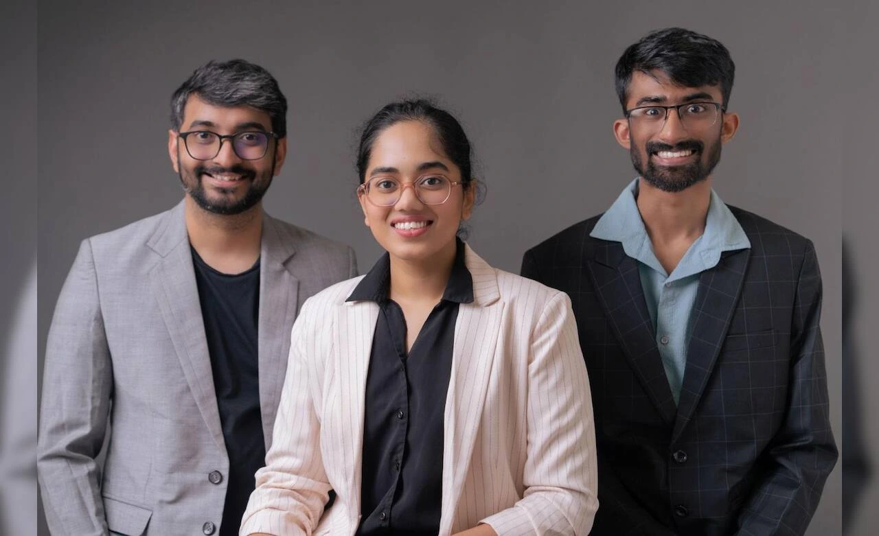 Cosmochute co-founders, left to right: Amit Chowdhary, Janhavi Gore and Dhruv Alok Sangal.