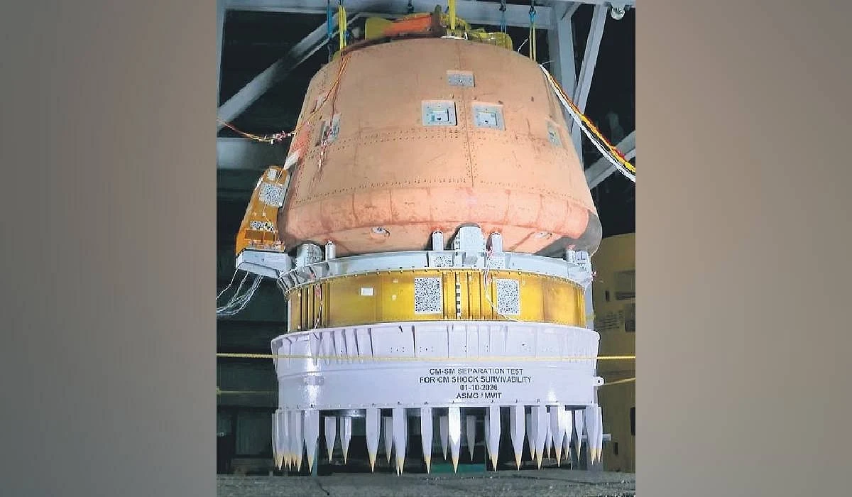 Crew Module-Service Module separation test. Photo: ISRO, via The New Indian Express