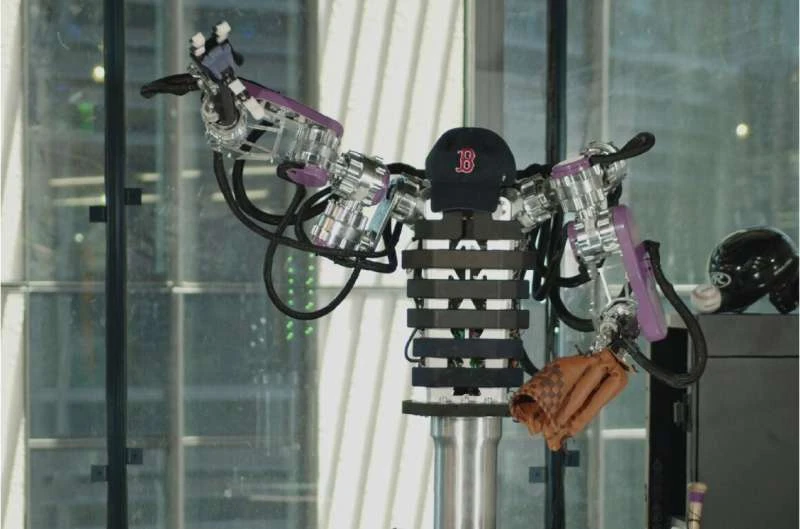 AthenaZero research robot with two arms and a baseball glove